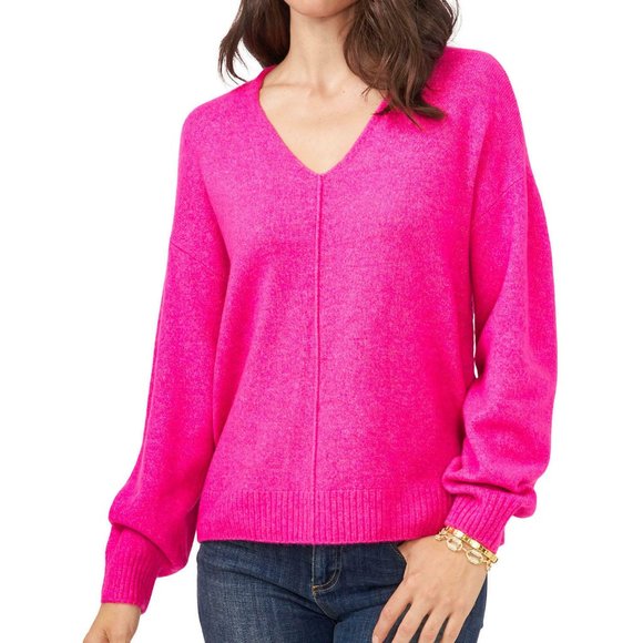 Vince Camuto Sweaters - Vince Camuto Hot Pink V-Neck Sweater